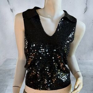 ❄️ 50% off winter Acrobat Sequin Silk Blend Glitz Holiday Sleeveless Top S.